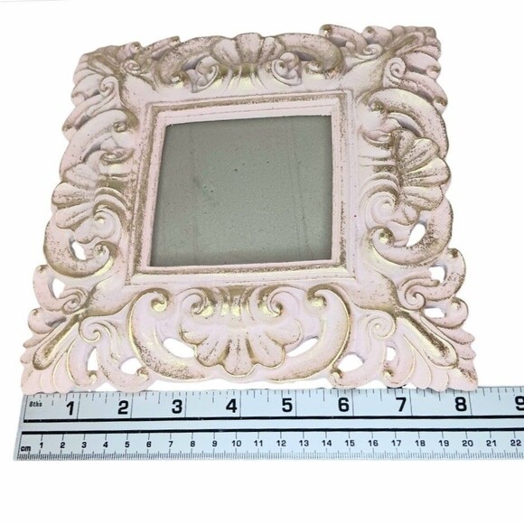 Pink & Gold Photo Frame Scallop Design Tabletop or Hanging 8"x8" Photo 3.5"x3.5" - Picture 7 of 13